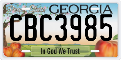 GA license plate CBC3985