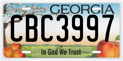 GA license plate CBC3997