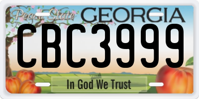 GA license plate CBC3999