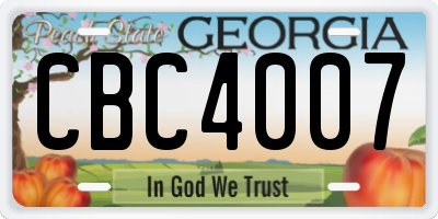 GA license plate CBC4007