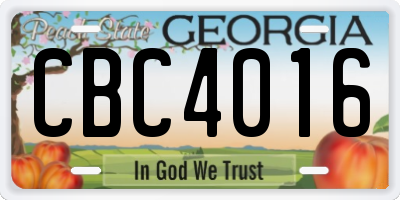 GA license plate CBC4016