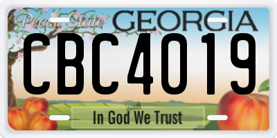 GA license plate CBC4019