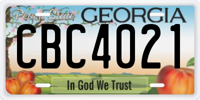 GA license plate CBC4021