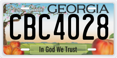 GA license plate CBC4028