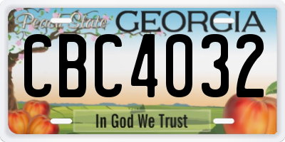 GA license plate CBC4032