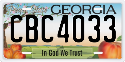 GA license plate CBC4033