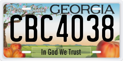 GA license plate CBC4038