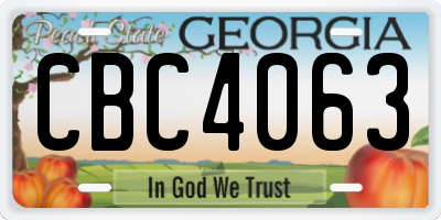 GA license plate CBC4063