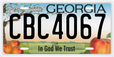 GA license plate CBC4067