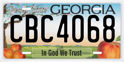 GA license plate CBC4068