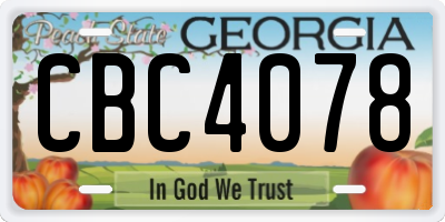 GA license plate CBC4078
