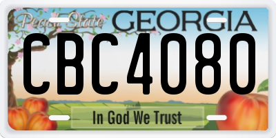 GA license plate CBC4080