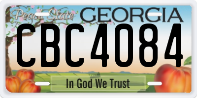 GA license plate CBC4084