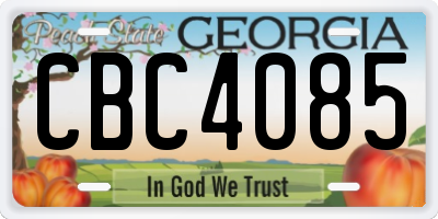 GA license plate CBC4085