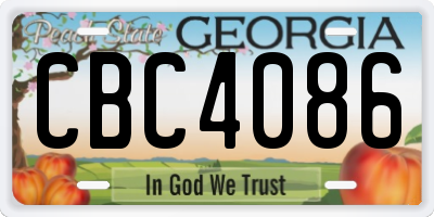 GA license plate CBC4086