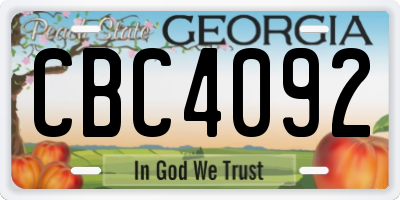 GA license plate CBC4092