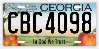 GA license plate CBC4098
