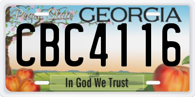 GA license plate CBC4116