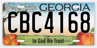 GA license plate CBC4168