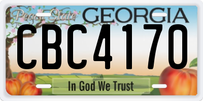 GA license plate CBC4170