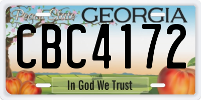GA license plate CBC4172