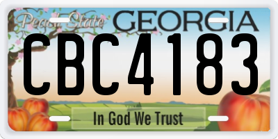 GA license plate CBC4183