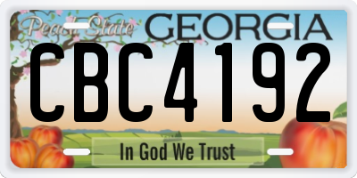 GA license plate CBC4192