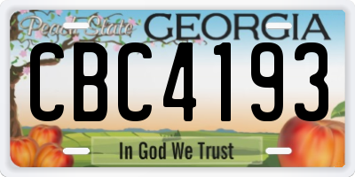 GA license plate CBC4193