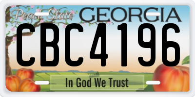 GA license plate CBC4196