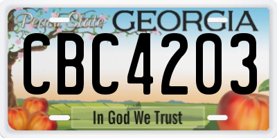 GA license plate CBC4203
