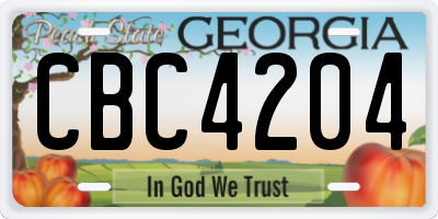 GA license plate CBC4204