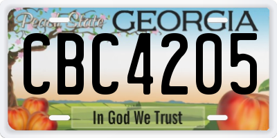 GA license plate CBC4205