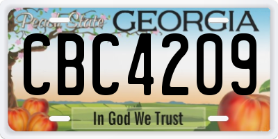 GA license plate CBC4209