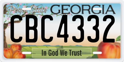 GA license plate CBC4332