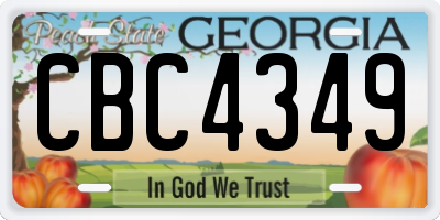 GA license plate CBC4349