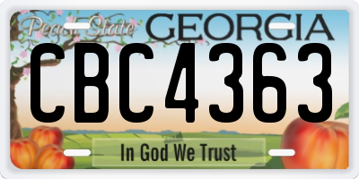 GA license plate CBC4363