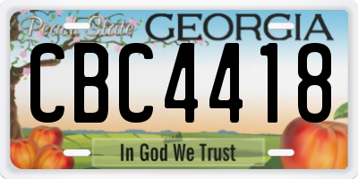 GA license plate CBC4418
