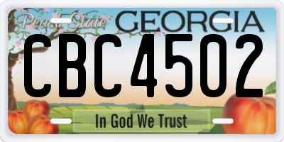 GA license plate CBC4502
