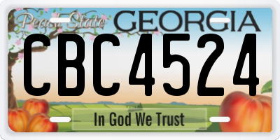 GA license plate CBC4524