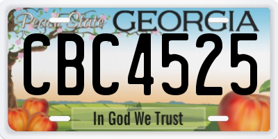 GA license plate CBC4525