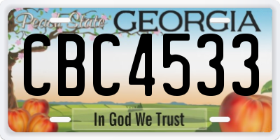 GA license plate CBC4533