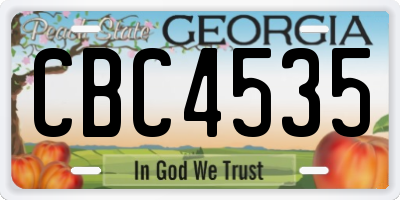 GA license plate CBC4535