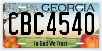 GA license plate CBC4540