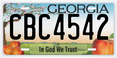GA license plate CBC4542