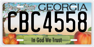 GA license plate CBC4558
