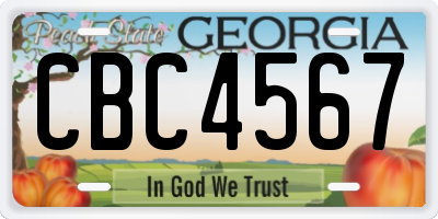 GA license plate CBC4567
