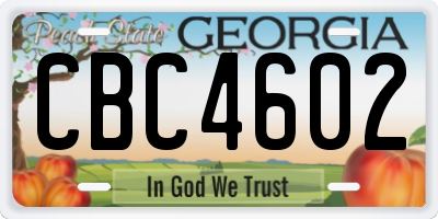 GA license plate CBC4602
