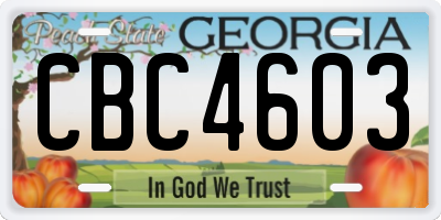GA license plate CBC4603