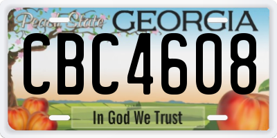 GA license plate CBC4608