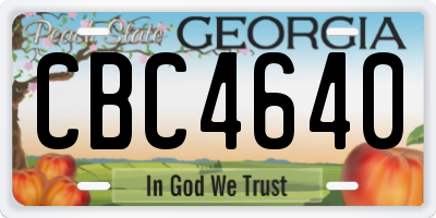 GA license plate CBC4640